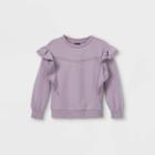 Toddler Girls' Lace Ruffle Sweatshirt - Art Class Purple