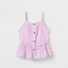 Toddler Girls' Dot Button-front Peplum Tank Top - Cat & Jack Light Purple
