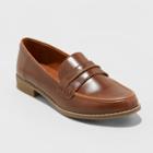 Women's Quinn Wide Width Faux Leather Closed Back Loafers - Universal Thread Cognac (red) 5w,