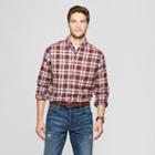 Men's Plaid Standard Fit Long Sleeve Pocket Flannel Collared Button-down Shirt - Goodfellow & Co Luxury Wine