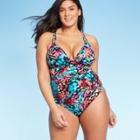 Women's Ruched One Piece Swimsuit - Aqua Green M, Women's, Size: Medium,