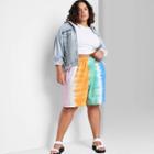 Plus Size High-rise Fleece Bermuda Shorts - Wild Fable Tie-dye 1x, Multicolor Tie-dye