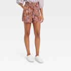 Women's Mid-rise Paperbag Shorts - Knox Rose Brown Floral