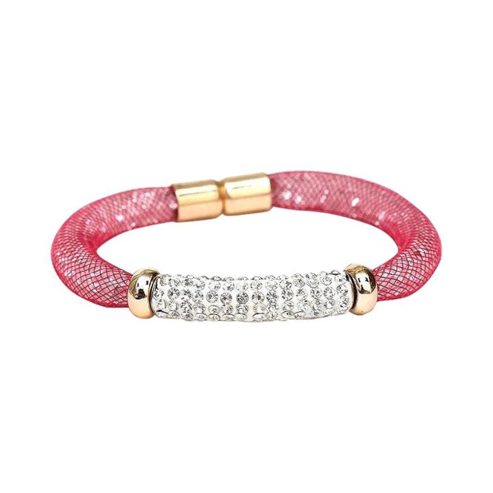 Women's Zirconite Fishnet Pave Bar Bracelet-red, Red