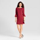 Women's Ponte Ruffle Sleeve Dress - A New Day Burgundy (red)