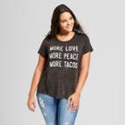 Women's Plus Size More Love More Peace More Tacos Ladder Back Mineral Wash Short Sleeve T-shirt - Grayson Threads (juniors') - Black