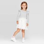 Toddler Girls' Long Sleeve Star Print Tulle Dress - Cat & Jack White/gray 5t, Toddler Girl's