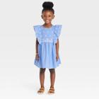 Toddler Girls' Chambray Lace Dress - Cat & Jack Blue