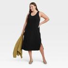 Women's Plus Size Rib Knit Tank Dress - A New Day Black