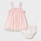 Baby Girls' Gingham Floral Dress - Cat & Jack Pink Newborn