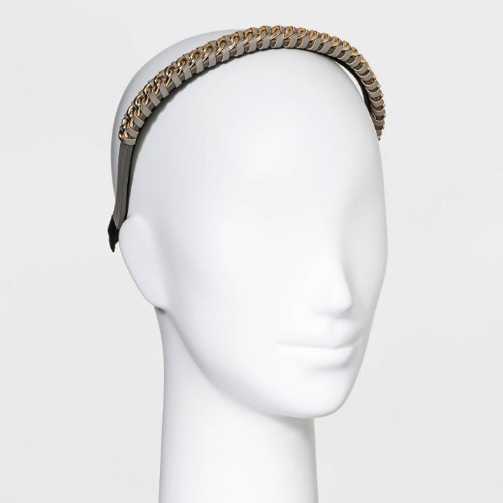 Faux Leather Chain Headband - A New Day Gray