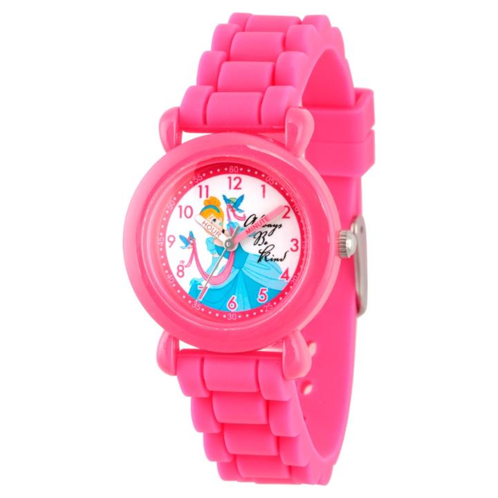 Girls' Disney Princess Cinderella Pink Plastic Time Teacher Watch - Pink, Girl's