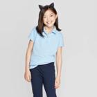 Petitegirls' Short Sleeve Pique Uniform Polo Shirt - Cat & Jack Light Blue S, Girl's,