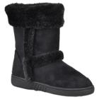 Girls' Journee Collection Chuckie Faux Fur Trim Fashion Boots - Black