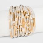 Simulated Leather And Tube Slider Magnetic Bracelet - Universal Thread Natural, Women's, Beige