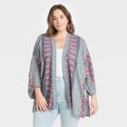 Women's Plus Size 3/4 Sleeve Wrap Jacket - Knox Rose Purple Printed X/1x