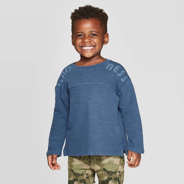 Toddler Boys' Textured Long Sleeve T-shirt - Art Class Washed Black 18m, Toddler Boy's, Blue