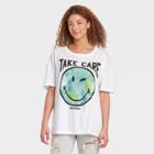 Jerry Leigh Women's Take Care Earth Short Sleeve Graphic T-shirt - White