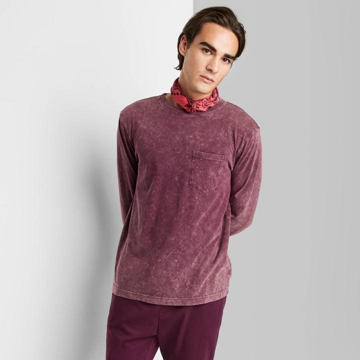 Adult Relaxed Fit Long Sleeve Pocket T-shirt - Original Use Purple