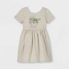 Toddler Girls' Star Wars Baby Yoda Short Sleeve Jersey Knit Dress - Beige