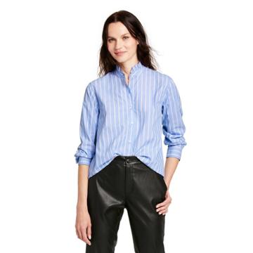 Women's Striped Long Sleeve Button-down Shirt - Nili Lotan X Target Blue