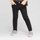 Toddler Girls' Leopard Denim Pants With Raw Hem - Art Class Black