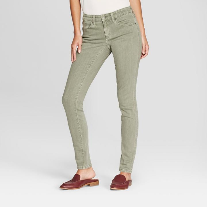 Women's Mid-rise Skinny Jeans - Universal Thread Olive Wash 14