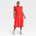 Women's Plus Size Ruffle Sleeveless Tiered Dress - Universal Thread Red