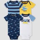 Gerber Baby 4pk Shark Zone Onesies - White/blue/yellow