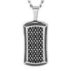 Crucible Men's High Polish Stainless Steel Antiqued Dog Tag Pendant, Black/silver