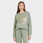 Women's Mtv Leopard Print Logo Graphic Sweatshirt - Green