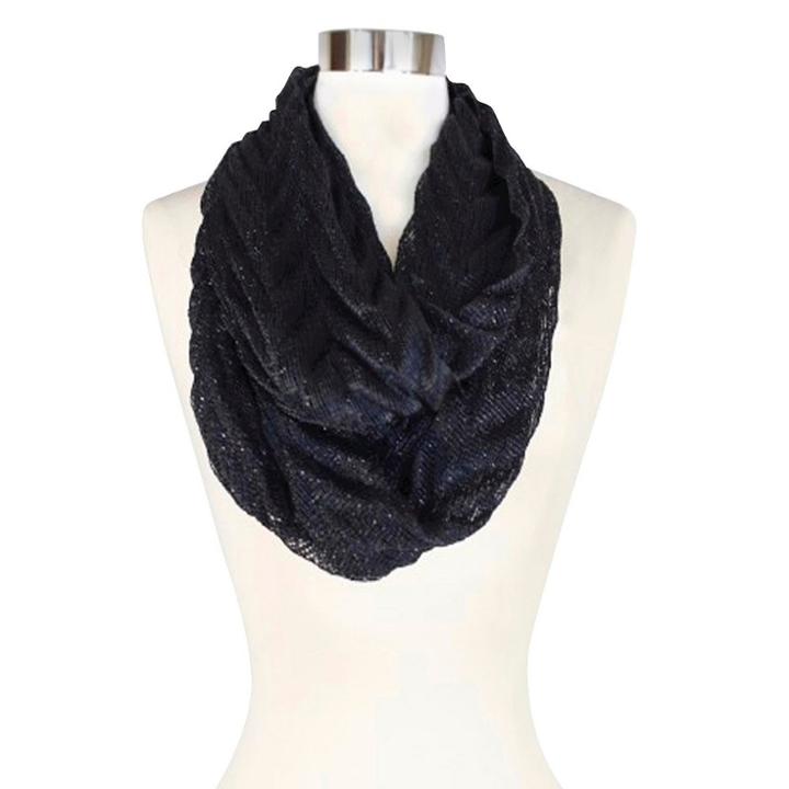 Women's Infinity Fashion Scarf Black Chevron - Sylvia Alexander