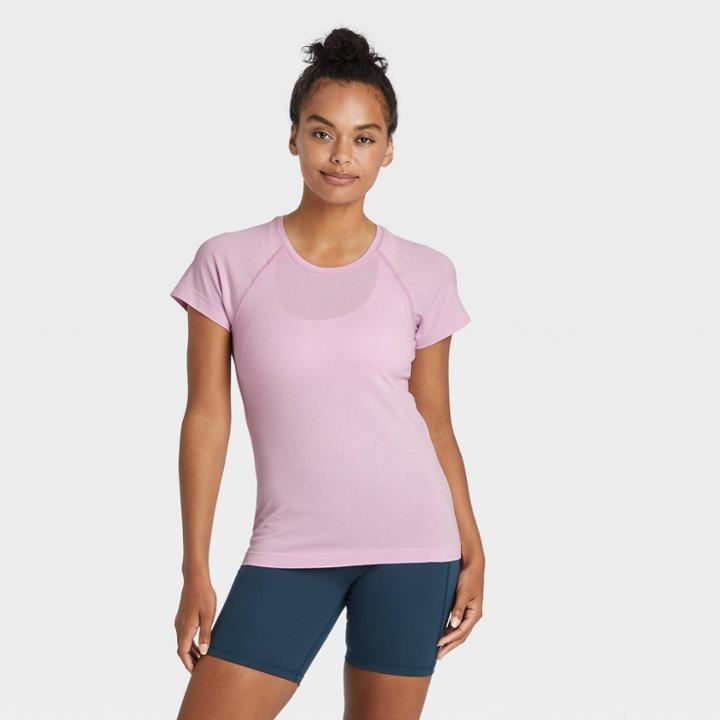 Women's Seamless Short Sleeve T-shirt - All In Motion Heather Violet Xs, Grey Purple