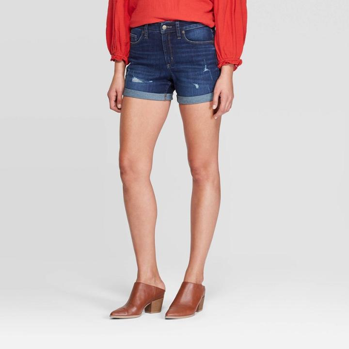 Women's High-rise Midi Jean Shorts - Universal Thread Medium Wash 14, Women's, Blue