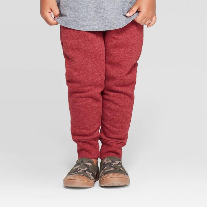 Toddler Boys' Fleece Jogger Pants - Cat & Jack Maroon 18m, Boy's, Red