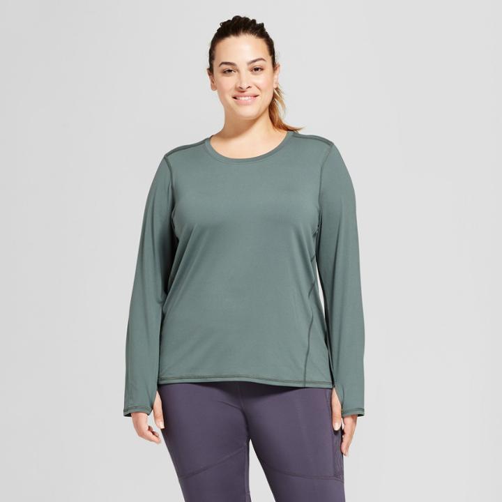 Women's Plus-size Long Sleeve Tech T-shirt - C9 Champion Deep Pine Green