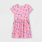 Girls' Printed Short Sleeve Knit Dress - Cat & Jack Medium Pink