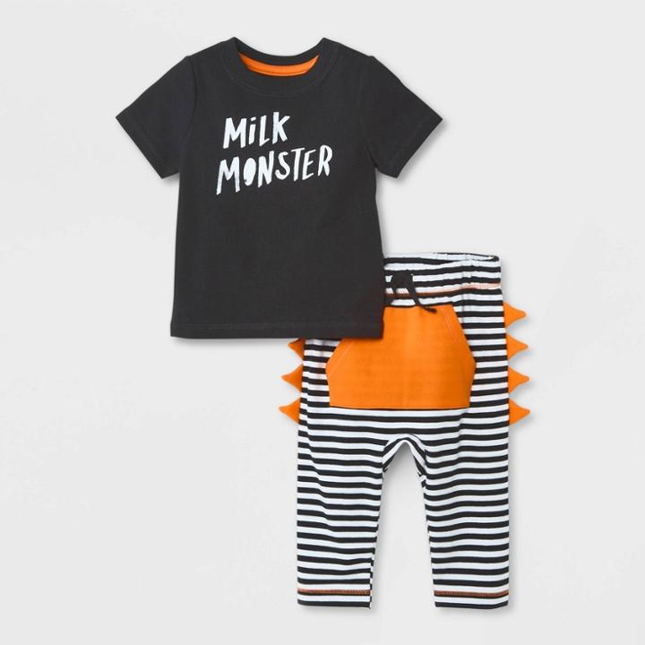 Baby Boys' 'milk Monster' Top & Bottom Set - Cat & Jack Black