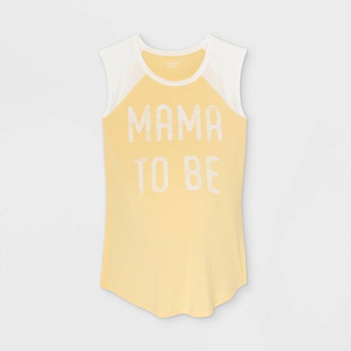 Maternity Sleeveless Mama To Be Baseball Graphic T-shirt - Isabel Maternity By Ingrid & Isabel Yellow