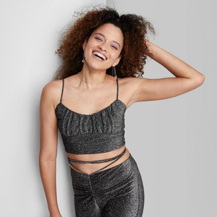 Women's Lurex Tiny Tank Top - Wild Fable Black