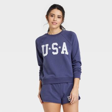 Grayson Threads Women's Usa Graphic Sweatshirt - Blue