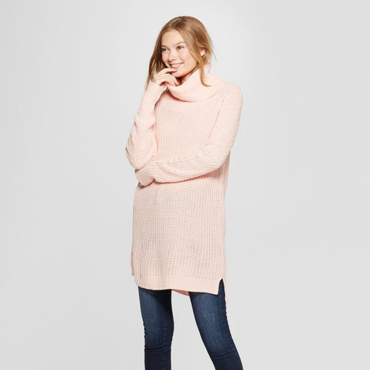 Women's Cozy Neck Pullover Sweater - A New Day Pink