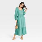 Women's Balloon Long Sleeve Dress - Universal Thread Teal Green