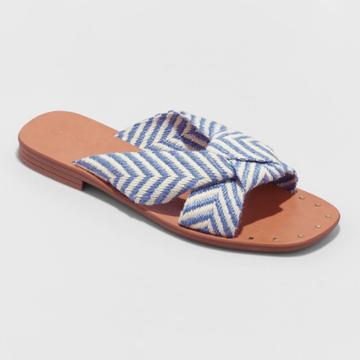 Women's Louise Chevron Print Knotted Slide Sandals - Universal Thread Blue
