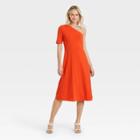 Women's Elbow Sleeve One Shoulder Knit Dress - Who What Wear Red