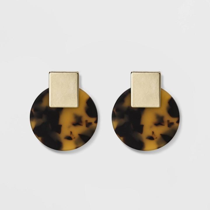 Women's Disk Post Earrings - A New Day Tortoise