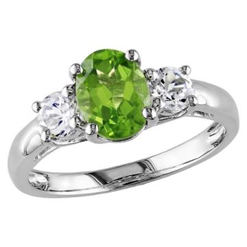 Allura 1.25 Ct. T.w. Peridot And .64 Ct. T.w. Sapphire 4-prong Setting Ring In Sterling Silver