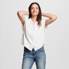 Women's Short Sleeve Drapey Button-down - Universal Thread Ivory