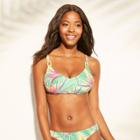 Women's Adjustable Bralette Bikini Top - Xhilaration Tropical Print D/dd, Green