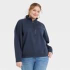 Women's Plus Size Quarter Zip Sweatshirt - Universal Thread Blue